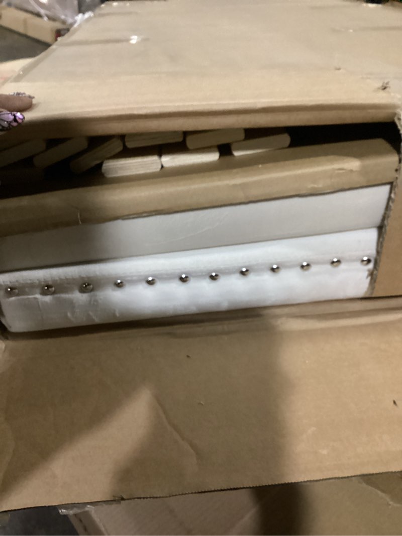 Condition photo showing Good Condition for upholstered daybed with trundle, full size day bed w/button-tufted back and piping on waved-shape arms for bedroom or guest room, no box spring required,beige
