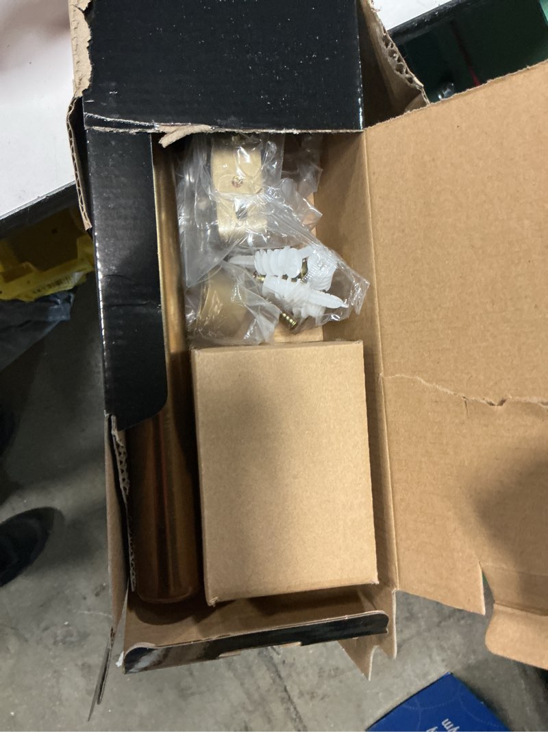 Condition photo showing Good Condition for 1-1/8 inch diameter antique gold curtain rods with knurl design finial, 36-72 inch telescoping single curtain rods for window width 24-68 inch, 1 pack gold 36-72''