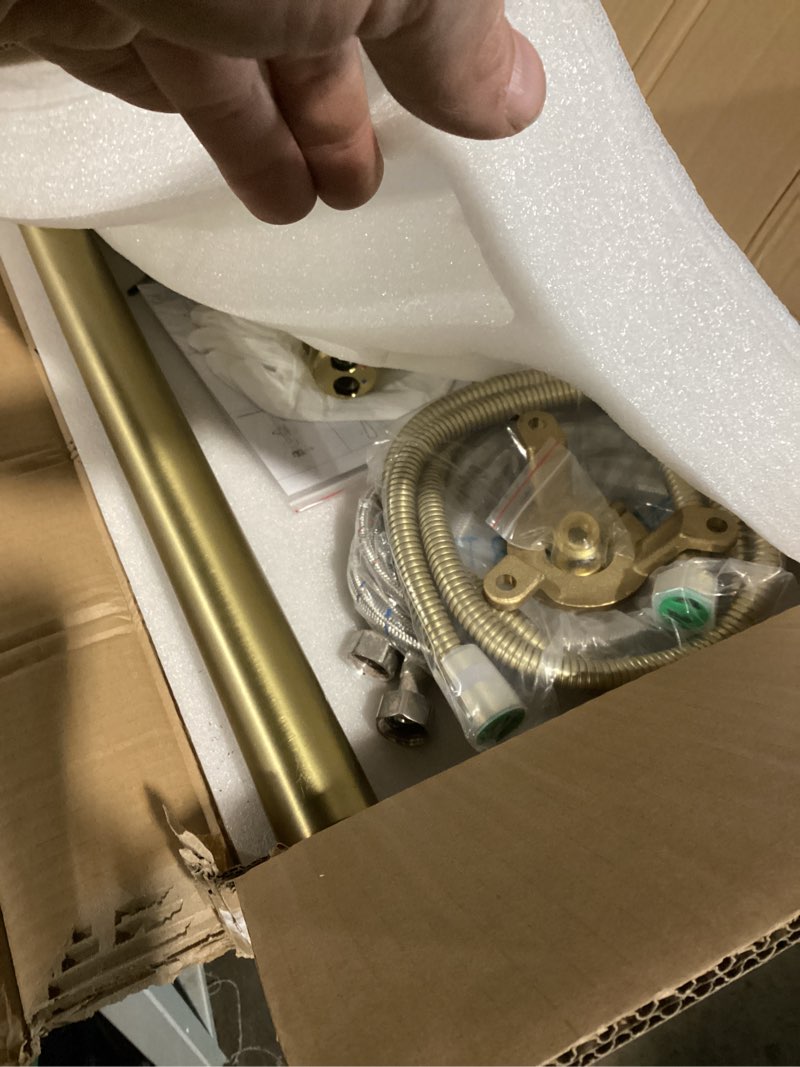 Condition photo showing Good Condition for taplong brushed gold free standing tub faucet freestanding bathtub faucet with handheld sprayer, floor mount tub filler, shower tub faucet set complete, bathtub faucet with shower-51005bg