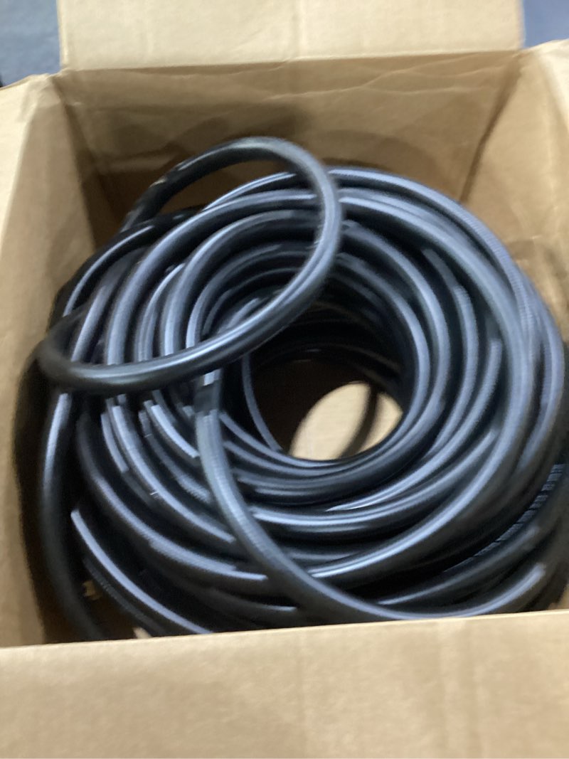 Condition photo showing Good Condition for beitopamz 150 ft garden hose, 5/8 in heavy duty water hose, flexible and durable, lightweight rubber hybrid hose, leak-free connections, male to female 3/4'' brass fittings for patio, lawn, black 150ft male to female