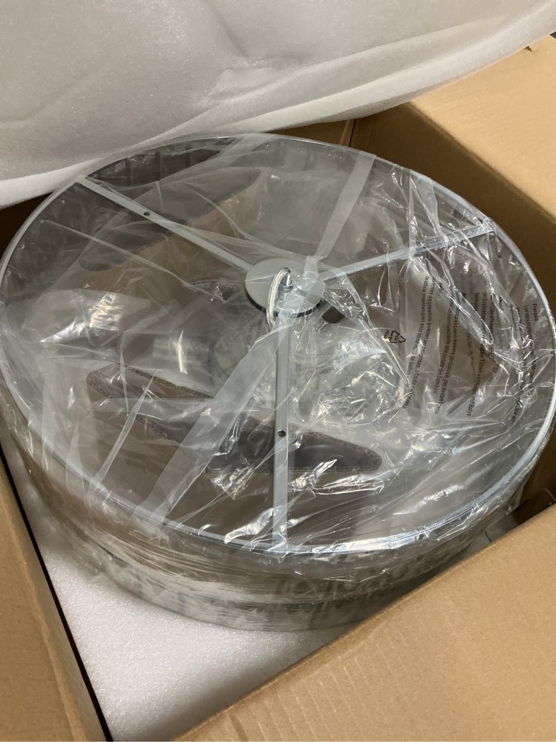 Condition photo showing Good Condition for 20'' Modern Crystal Chandelier Luxury 6-Lights Chrome Semi Flush Mount Ceiling Light Fixtures Round Crystal Pendant Chandelier for Living Room Dining Room Kitchen Foyer Bedroom Chrome Medium-20”