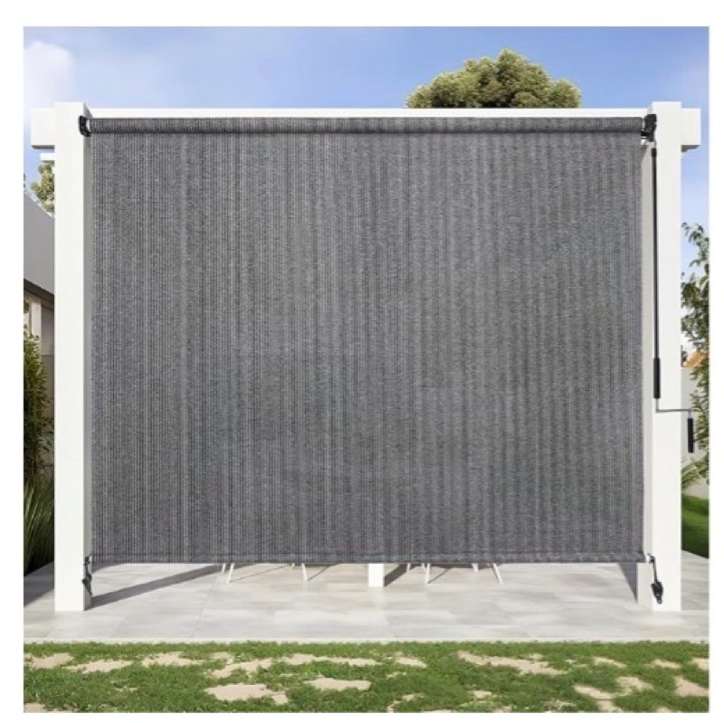 KANAGAWA Outdoor Roller Shade 8'X8' Light Grey Exterior Cordless Patio Roll Up Shades for Outside Pe