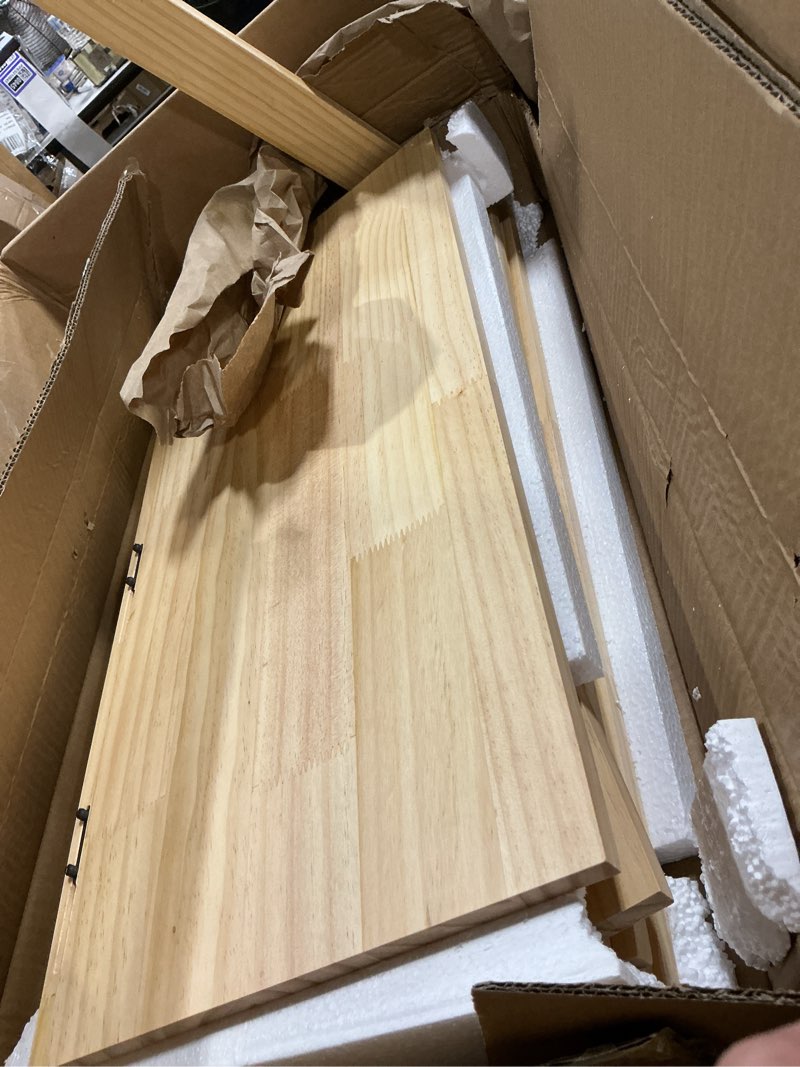 Condition photo showing As Is for solid wood shelf covers for wire shelving, wire rack covers for pantry shelves, tool-free & snap-on (5pcs, 25" w x 12" d) natural wood 25"w x12"d x2.6"h