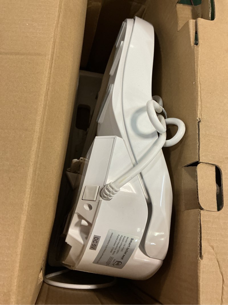 Condition photo showing As Is for kerde electric bidet toilet seat,bidets for existing toilets,rlongated,one-click intelligent operation, warm water cleaning,slow close,seat cushion keep constant temperature in winter (armrest)