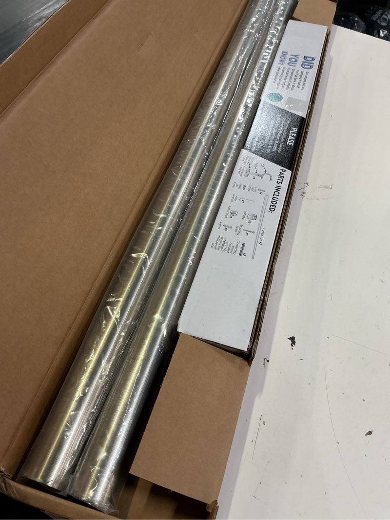 Condition photo showing Good Condition for blasthome® non-adjustable luxury curtain rods for windows, 1 ¼” rod set, 5 foot fixed length (two rods connect for a seamless look), brushed nickel single rod brushed nickel 5 foot