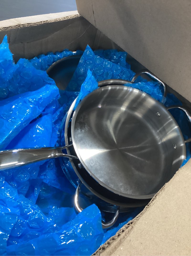Condition photo showing As Is for Martha Stewart Castelle 10 Piece 18/8 Durable Stainless Steel Induction Safe Non-Toxic Triply Bottom Kitchen Pots and Pans Cookware Set - Dishwasher Safe 10-Piece Cookware Set Stainless Steel