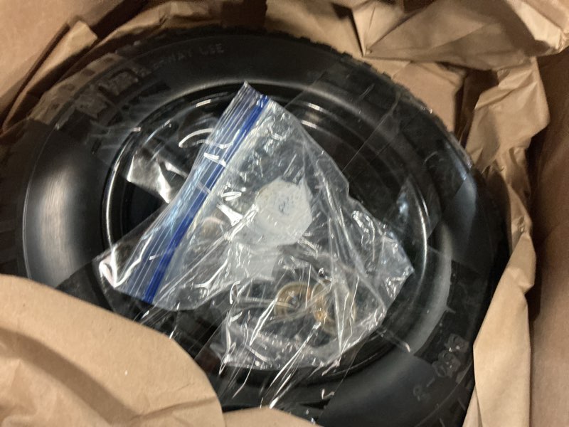 Condition photo showing As Is for gicool 3.50-8 wheelbarrow tire, 14.5" flat-free solid tire and wheel with 5/8" axle bore hole, 3-6" centered hub, for wheelbarrow trolley dolly go kart, universal fit 4.80-8, 4.00-8, 4.00-6