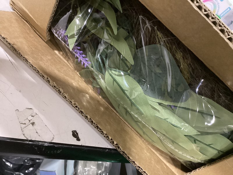 Condition photo showing Good Condition for 26 Inch Lavender Eucalyptus Wreaths for Front Door, Spring Summer Wreath,Large Eucalyptus Outdoor Wreath with Greenery Leaves for Porch,Wall,Holiday,Home Decor- Spring, Summer, Fall, All Seasons