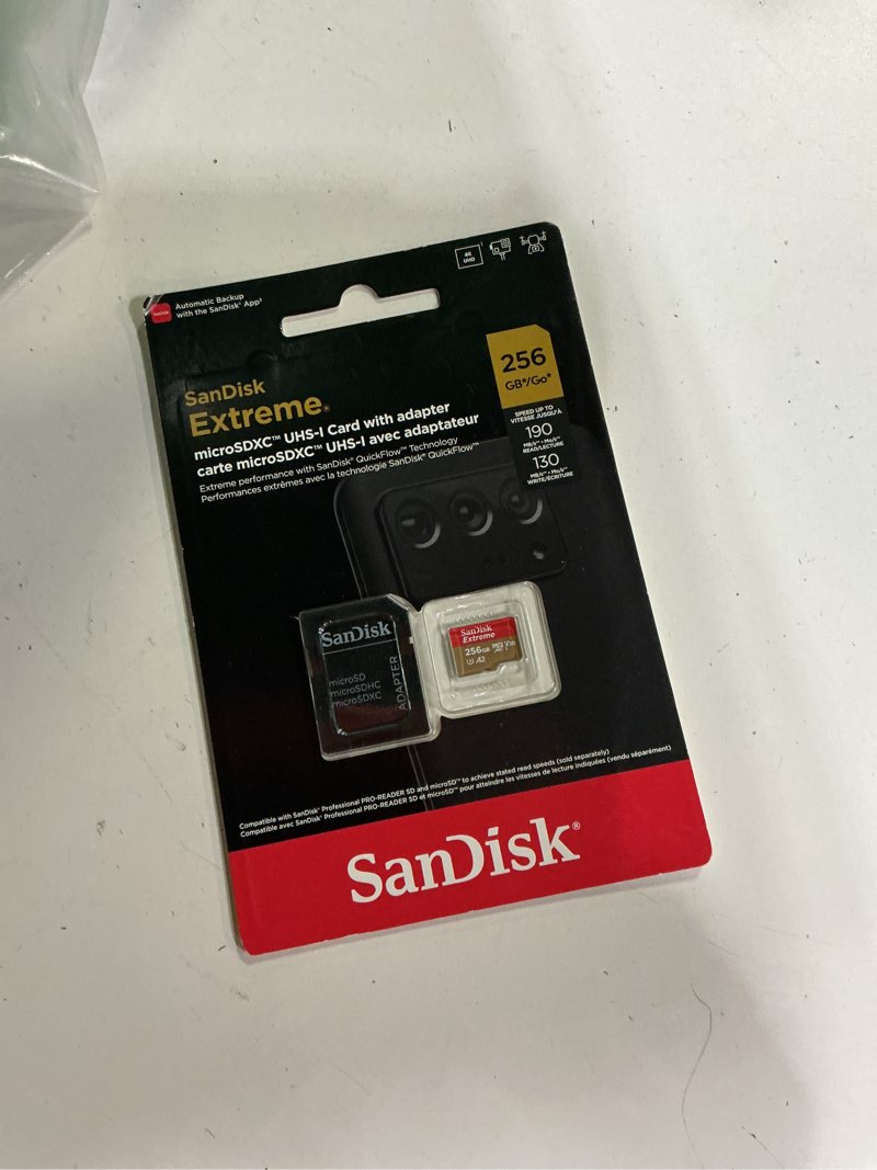 Condition photo showing New/Like New for sandisk 256gb extreme microsdxc uhs-i memory card with adapter - up to 190mb/s, c10, u3, v30, 4k, 5k, a2, micro sd card - sdsqxav-256g-gn6ma