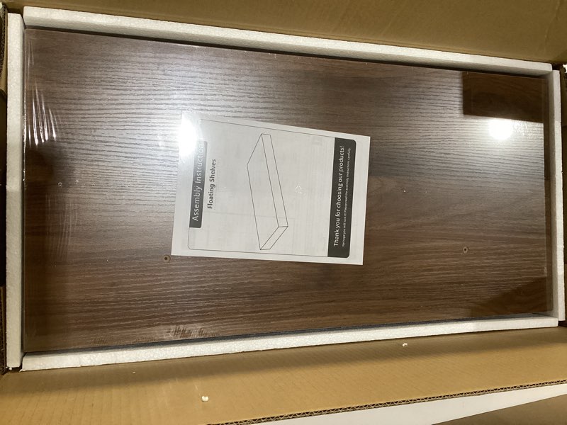 Condition photo showing New/Like New for Heimlove 12" Deep Floating Shelves for Wall, 24 Inch Shelf Bathroom Shelves Set of 1, Mounted Shelves for Books Living Room Laundry Room Bedroom Kitchen Home Office, Walnut 23.6"W x 11.6"D x 2"H, 1 Pack Walnut