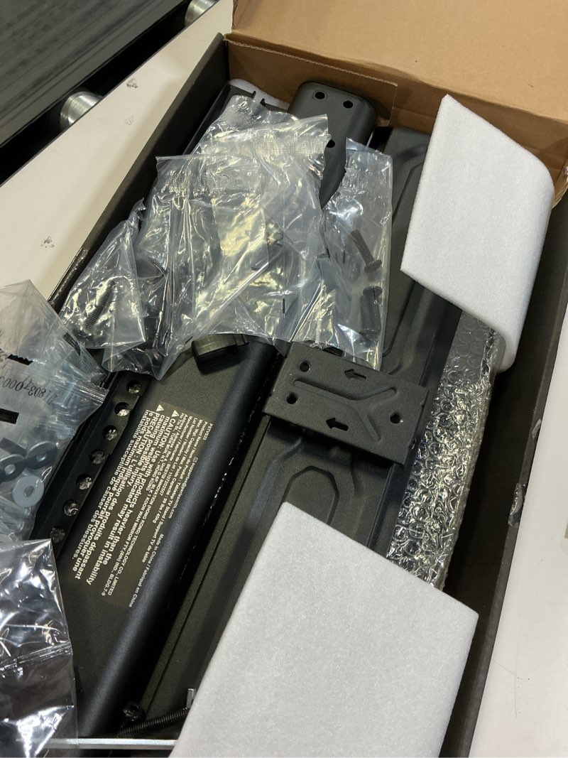 Condition photo showing As Is for mountftv universal table top swivel tv stand mount with alloy steel glass base for 24-60 inch tvs, tabletop tv stand base with 50° swivel, hold up to 99lbs, max 400x400mm