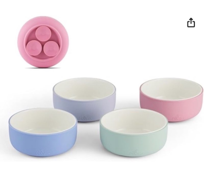 Elk and Friends Kids Porcelain Bowls with Silicone Suction Sleeves | Suitable for Babies/Toddlers | 