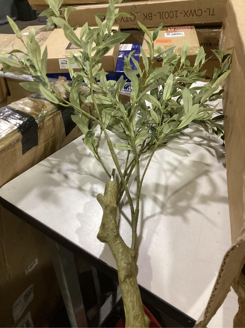 Condition photo showing As Is for (similar to )lcg florals 8ft artificial ficus tree in copper metal pot - real wood trunk, no maintenance indoor faux plant - living room, home & office decor copper metal 8ft