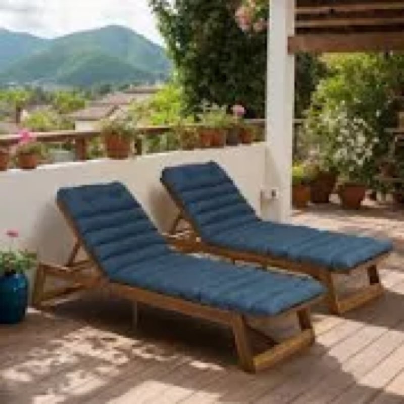 COLOR BEIGE 2 Pcs Set Patio 73” × 24” Chaise Lounge Cushions