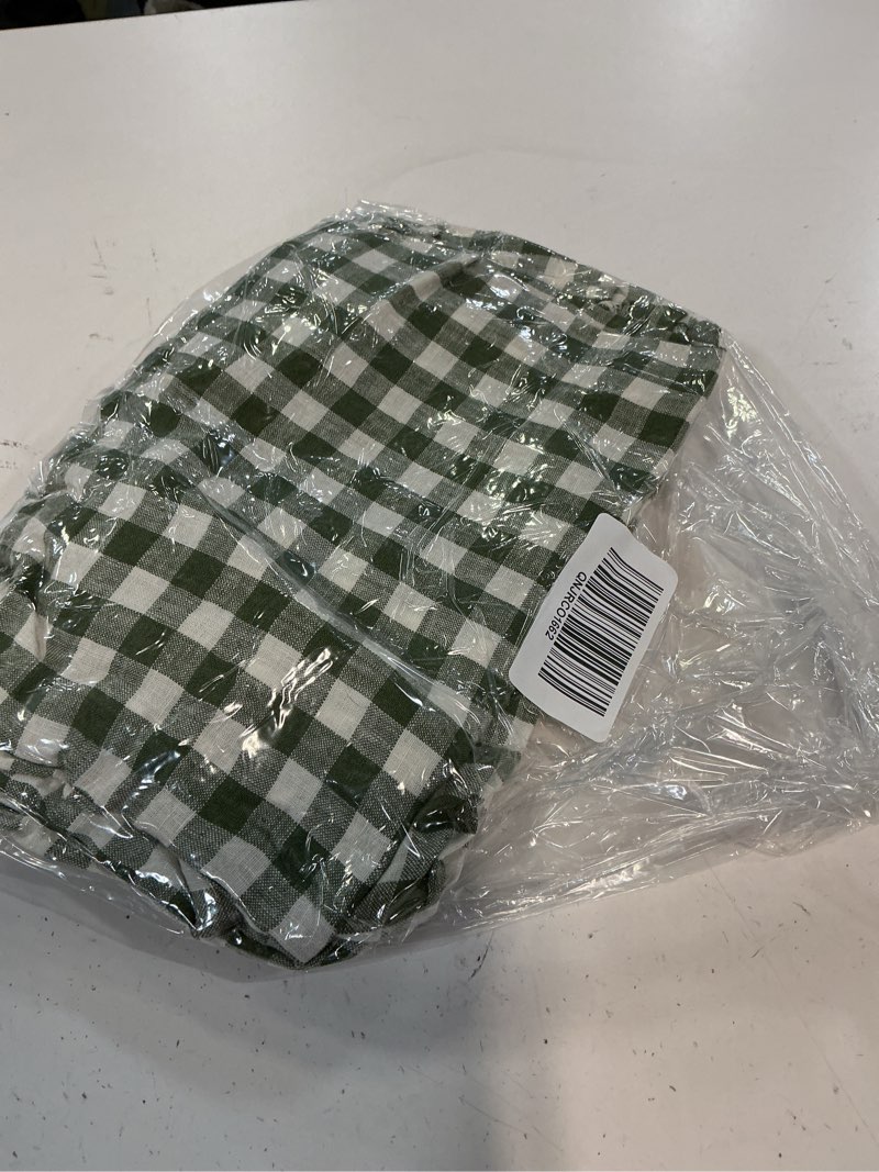 Condition photo showing Good Condition for european linen pillowcase set, king, olive gingham