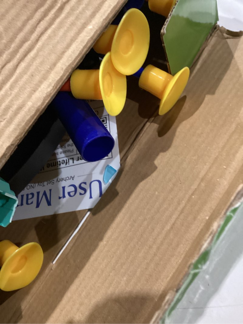 Condition photo showing As Is for 2 Pack Kids Bow and Arrow Set with LED Flash Lights, 14 Suction Cup Arrows and Fluorescence Standing Target-Perfect Indoor and Outdoor Game Archery Set Toy Gift for 4 5 6 7 8-12 Year Old Boys Purple and Green