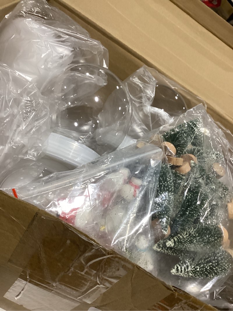 Condition photo showing Good Condition for Xinnun 96 Pcs 3.9 Inch Christmas Plastic Snow Globes Kit Including 32 Artificial Mini Christmas Tree 32 Mini Resin Xmas Ornament 32 DIY Snow Globe with Screw Off Cap Miniature Pendant Chic Style 96
