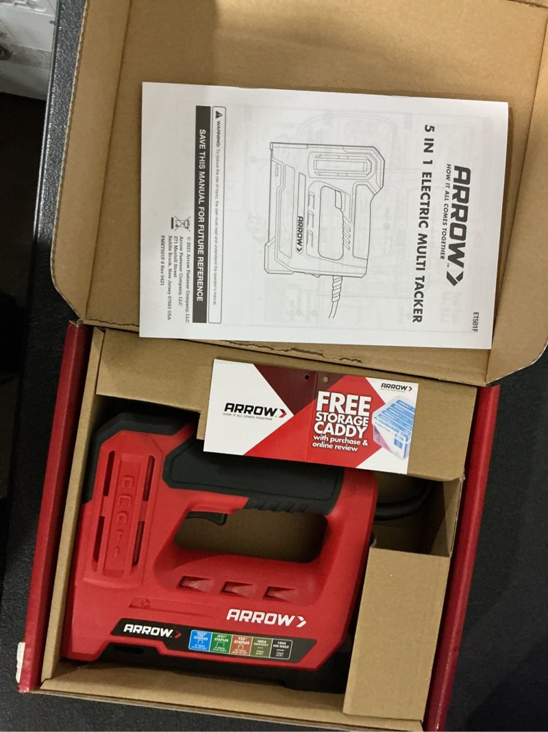 Condition photo showing Good Condition for arrow et501f corded 5-in-1 professional electric staple and nail gun, wire stapler, and brad nailer