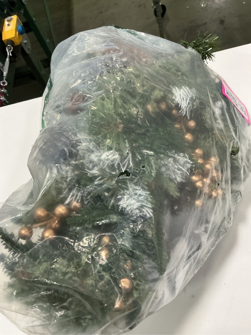 Condition photo showing New/Like New for Christmas Garland with Lights, 9ft 30LED Battery Operated Garland Decorated with Pine Cones, Berry, Artificial Snowy Pine, Indoor & Outdoor Xmas Garland for Stairs Fireplace Door Fences 1