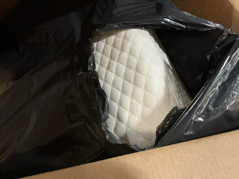Condition photo showing As Is for kolbs bed wedge pillow for sleep apnea, acid reflux, and back pain relief, with chic jacquard cover - headboard gerd pillow wedges for sleeping (standard width 7.5" height)
