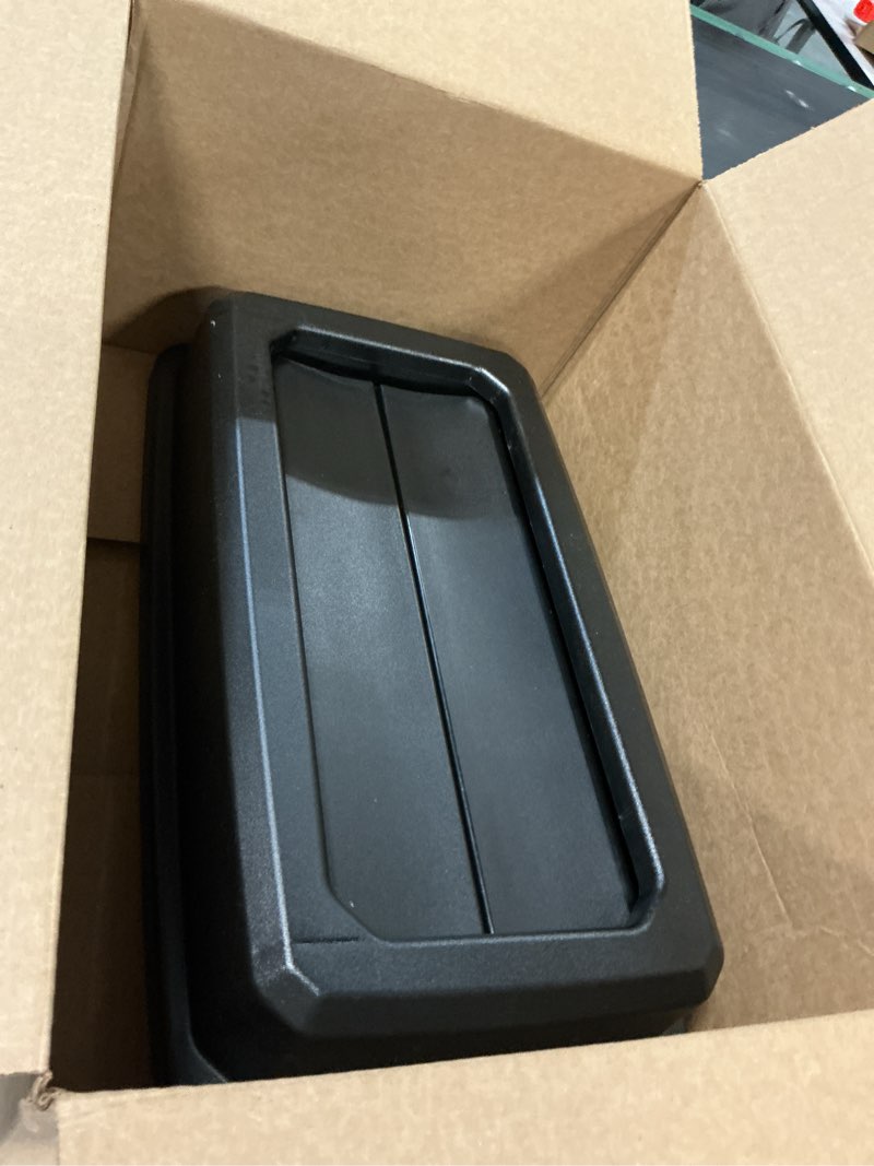 suncast commercial resin lid with double flip top for 23 gallon slim trash cans, snap-on design for easy trash disposal, black, made in the usa black double flip lid
