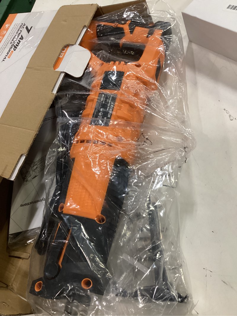 Condition photo showing Good Condition for 7amp reciprocating saw, 360° rotating handle power reciprocating saw with variable speed,1-1/10"stroke length equipped with 5 saw blades for wood,metal sheets and pvc cutting