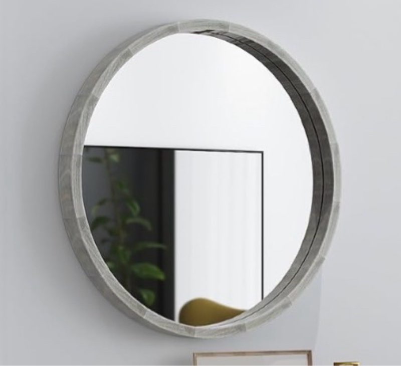 lyyyxgyp round wood gray mirror 24 x 24 inch modern wall mounted mirror wooden frame grey circle mirror for bathroom