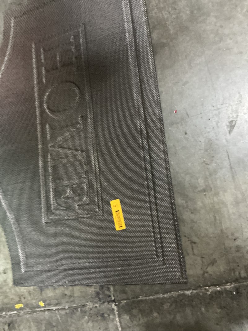 Condition photo showing As Is for allen + roth 24-in x 36-in gray non-slip grip indoor or outdoor door mat