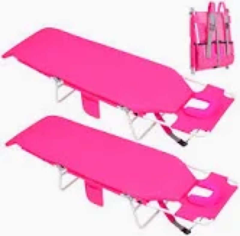 3 in 1 Women Comfort Backpack Tanning Beach Chair with Face Hole & Cushion | Portable Folding Lounge Sun Chair for Adults Outside Reading Sunbathing Poolside | Reclining 6 Position | 2 Pack | pick 