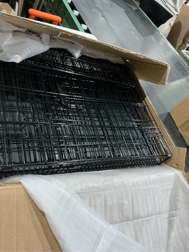 Condition photo showing Good Condition for black 18-55" foldable pet gate for stairs & doorways, puppy gate fence bamboo dog gate black 3 panel - 55 inches wide