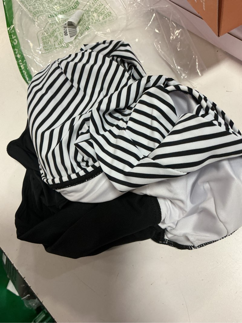 Condition photo showing Good Condition for one piece bathing suit for women tummy control swimsuits square neck ruched modest swimwear large striped black
