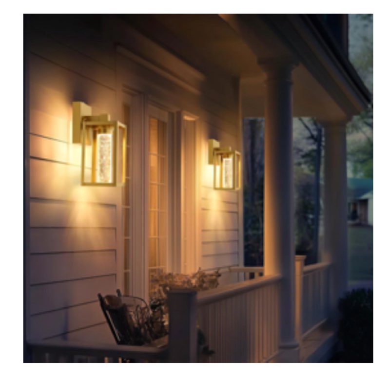 outdoor light fixture wall mount with crystal bulb, 2 pack exterior wall lantern waterproof, outside porch sconce, metal finish & tempered glass shade