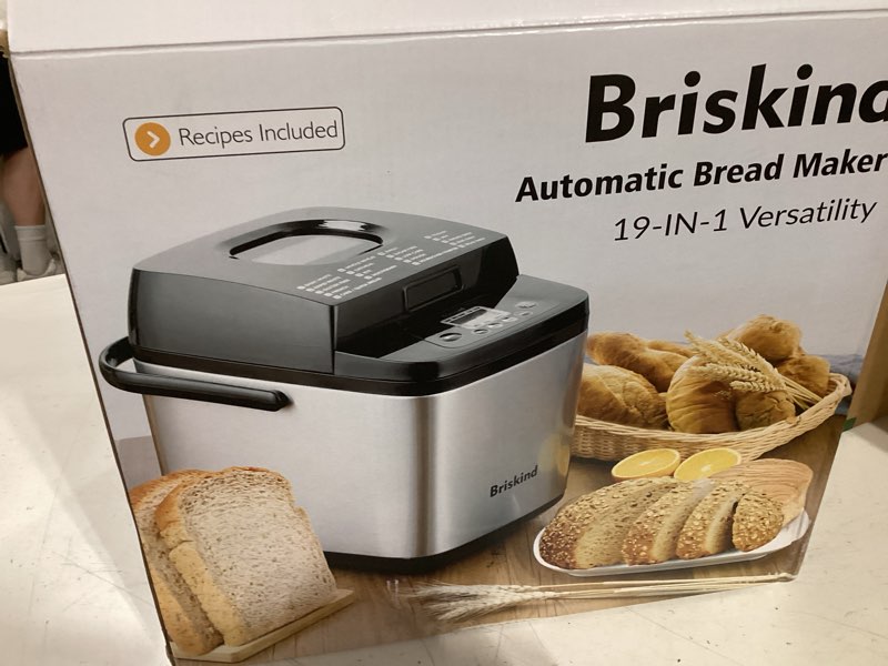 Condition photo showing New/Like New for briskind 19-in-1 compact bread maker machine, 1.5 lb / 1 lb loaf small breadmaker with carrying hand