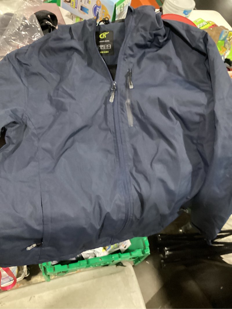 Condition photo showing Good Condition for mens rain jacket raincoat waterproof windbreaker | lightweight packable design for hiking, cycling, running, fishing ,golf,and other outdoor activities medium navy blue