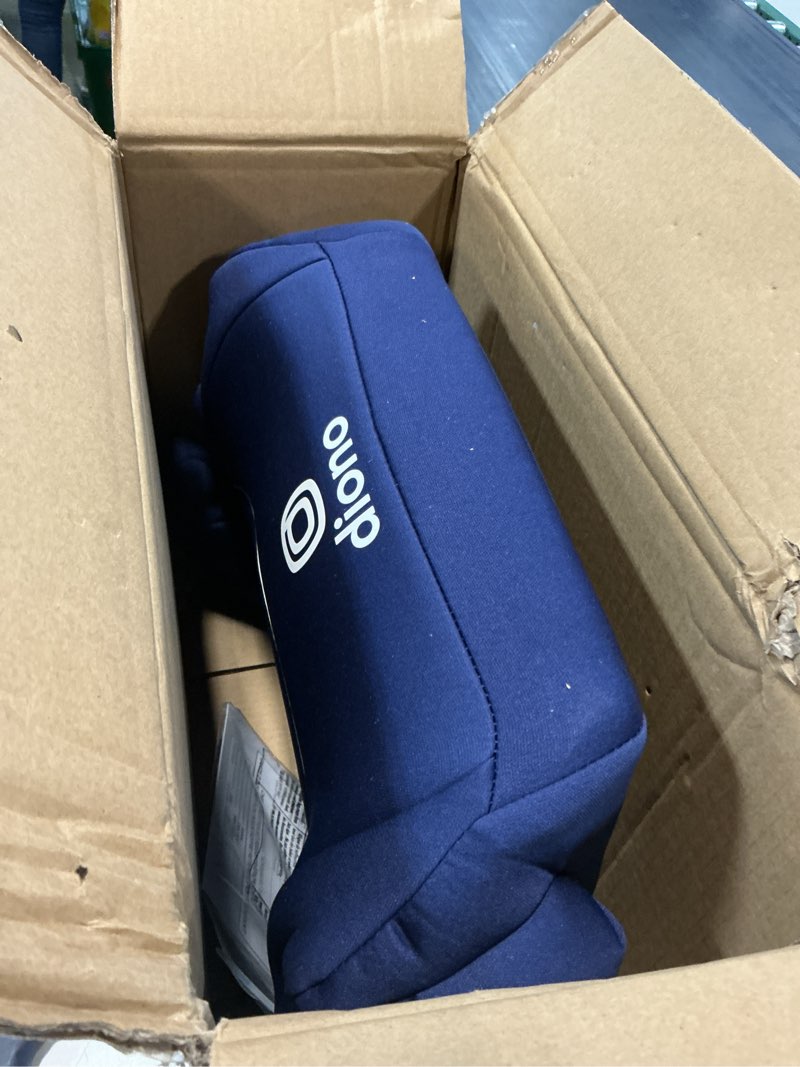 Condition photo showing Good Condition for diono solana, no latch, single backless booster car seat, lightweight, machine washable covers, cup holders, blue single blue