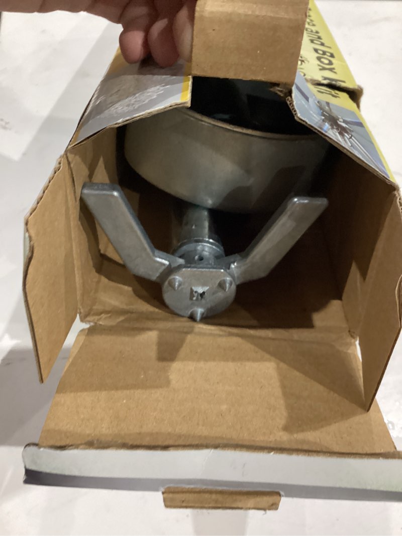 Condition photo showing As Is for hubbell raco galvanized steel old work ceiling fan electrical box