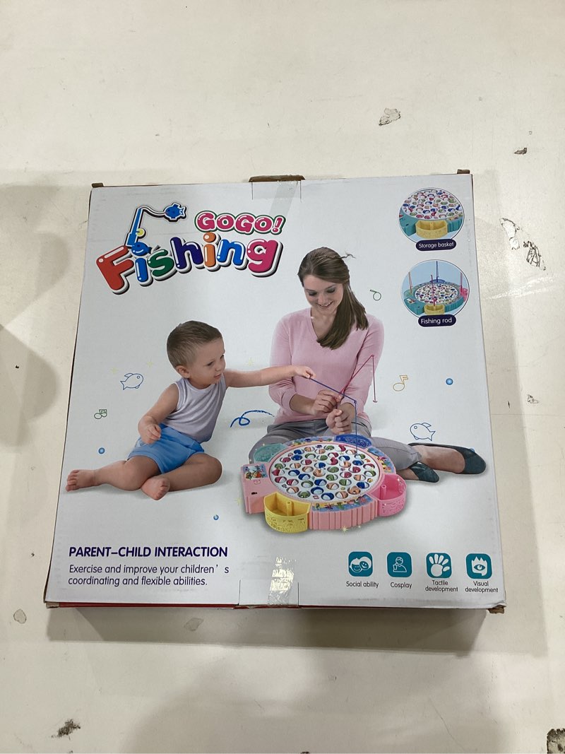 Condition photo showing Good Condition for Magnetic Fishing Game Toys, Rotating Board Game with Music Including 45 Fishes and 8 Fishing Poles, Party Game Toys for Kids Age 3 4 5 6 7 and Up Classic