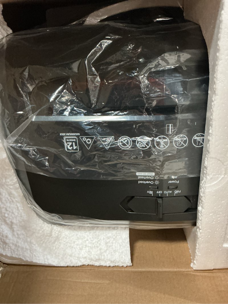 Condition photo showing Good Condition for bonsaii 12-sheet micro cut shredders for home office, 60 minute p-4 security level paper shredder for cd, credit card, mails, staple, clip, with jam-proof system & 4.2 gal pullout bin c266-b black