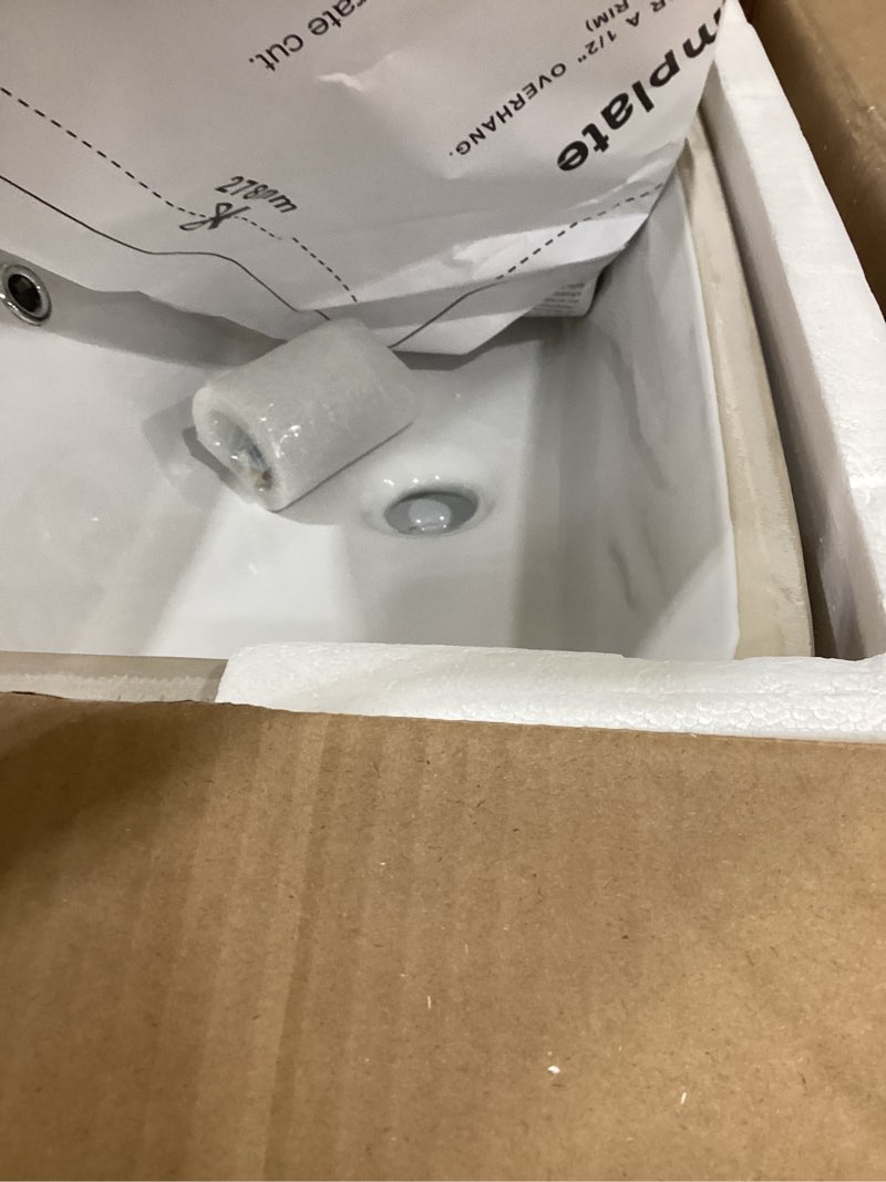 Condition photo showing Good Condition for 21 inch undermount bathroom sink rectangular - 21"x13" white rectangle porcelain ceramic vessel sink with overflow,under counter lavatory vanity white 21"x13"-rectangle