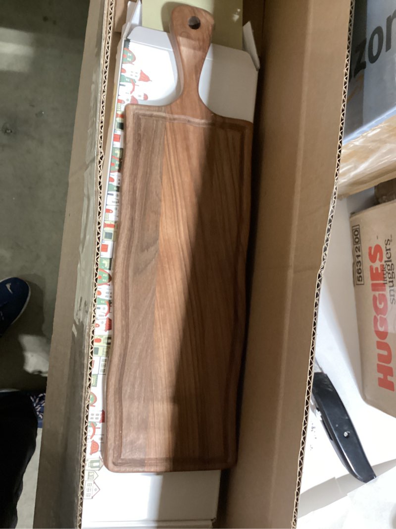 Elegant American Black Walnut Wood Long Serving Board with Handle - Charcuterie Wooden Board - Styli