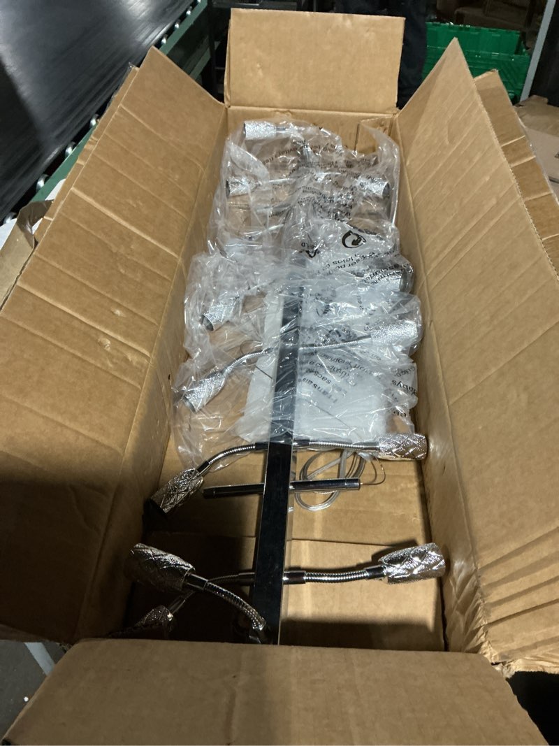 Condition photo showing As Is for Modern Rectangle Crystal Tree Branch Chandelier, L47.3'' Large Silver Linear Raindrop Indoor Hanging Pendant Light Fixture for Kitchen Island Foyer Living Room Dining Room 14 Lights 47.3'' Rectangle Chrome