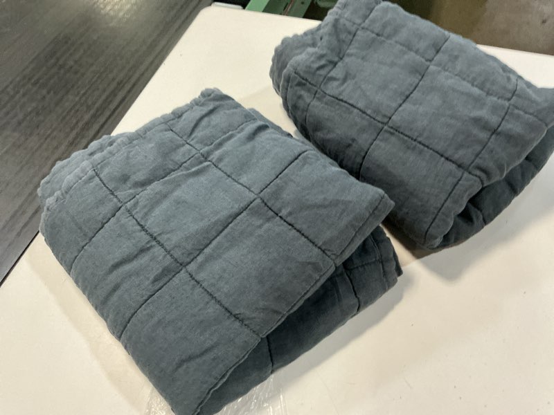 Condition photo showing As Is for european linen box quilted sham set colour: nightfall size: king