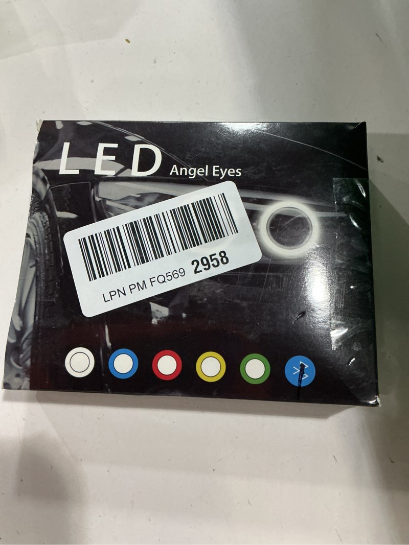 Condition photo showing New/Like New for Qasim Angel Eyes Halo Rings Cotton Lights 12V 90MM 3535 33SMD RGB LED Universal for Motorcycle Car Scooter Motorcycle DRL Headlight Phone iOS Android APP Bluetooth Control Multi-Color 2-Pack