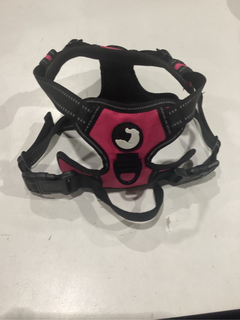 Condition photo showing Good Condition for joytale no pull dog harness & seat belt, easy on 3-buckle, m, hot pink | front clip reduces pulling, escape-resistant design, adjustable fit, soft padding for comfort, secure tether for safer travel
