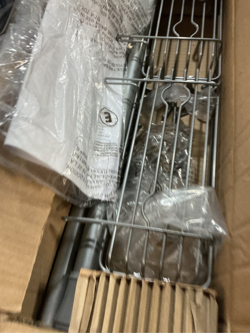 Condition photo showing Good Condition for Zenna Home Bathroom Organizer Shower Caddy, Adjustable Horizontal Tension Pole Between Wall Shower Storage System with 2 Baskets and 3 Hooks, 26 to 76 Inch, Silver