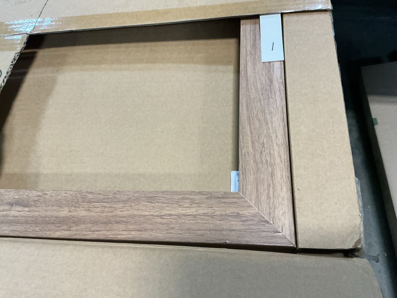Condition photo showing Good Condition for mcs canvas float frames 16x20 frame, walnut woodgrain for finished canvases, vertical & horizontal wall hanging large with adhesive for canvas paintings (1-pack) 16x20 without mat walnut woodgrain