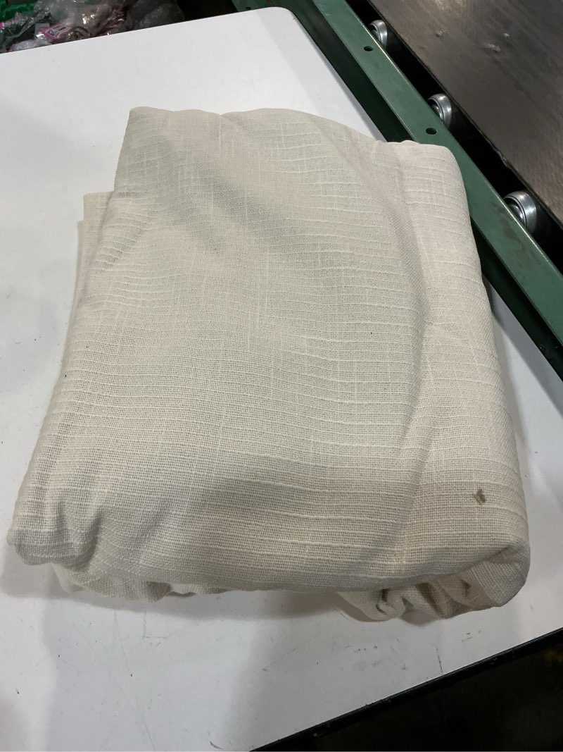 Condition photo showing As Is for cotton slub room darkening curtain, 48x84, natural