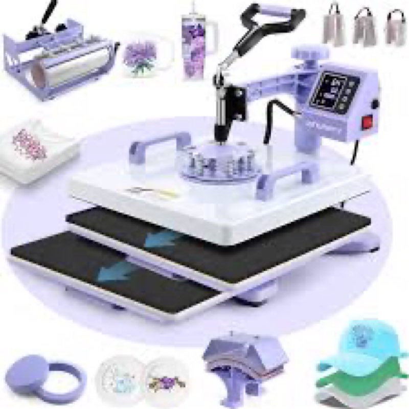 Whubefy 8 in 1 Heat Press Machine 15x15 Slide Out with 30OZ Tumbler Press, 1400W 360° Swing Away Shi