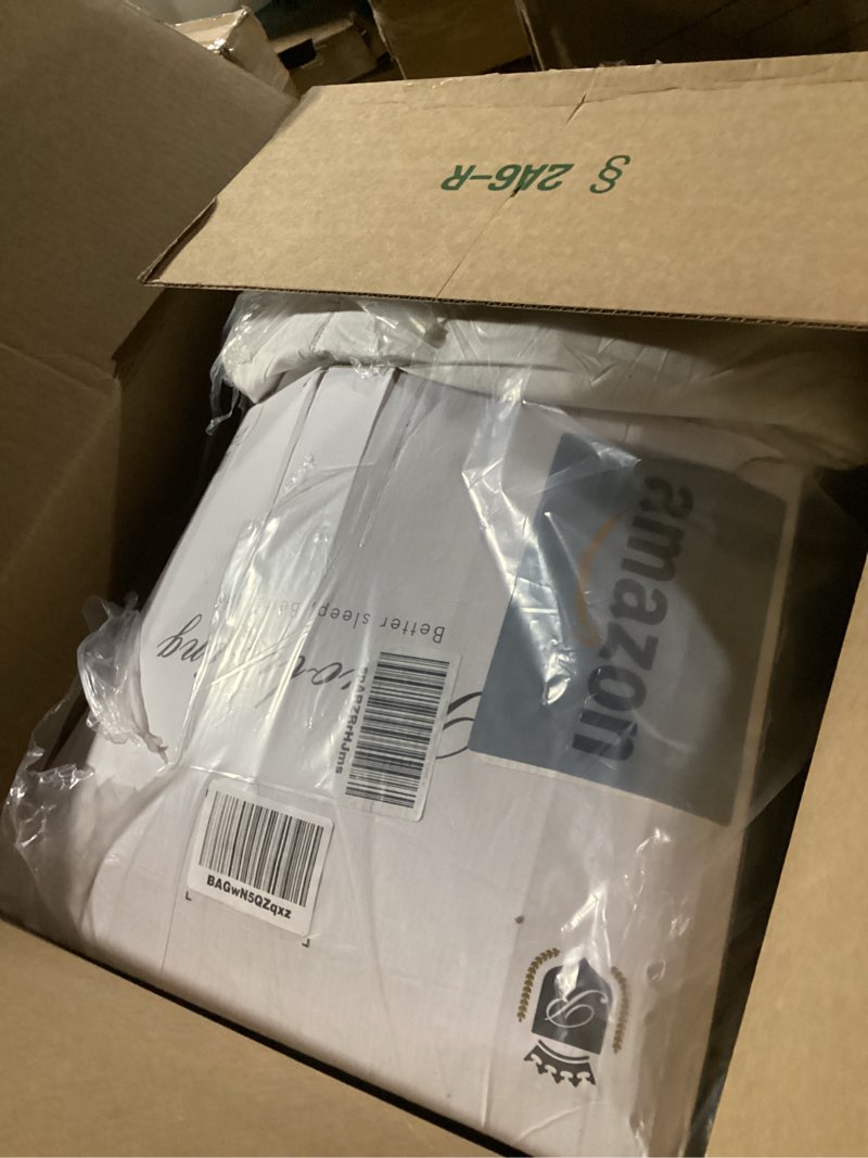 Condition photo showing As Is for royoliving premium feathers down duvet insert comforter oversized king size all season medium warmth white 100% cotton cover with corner tabs (120x98, 77 oz) white oversized king all season