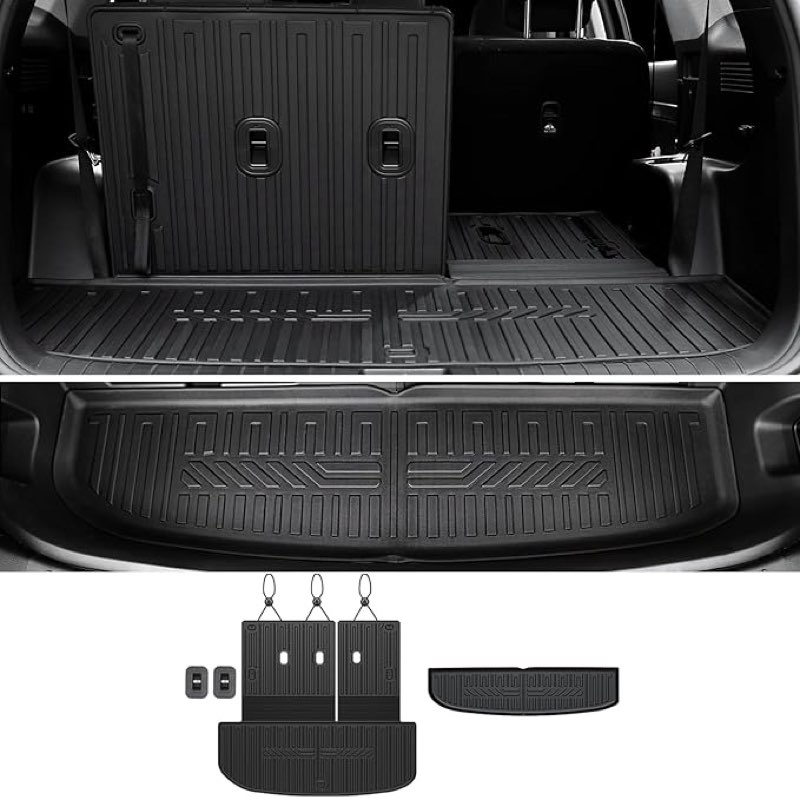 cargo mat backrest mats for 2020-2024 2025 hyundai palisade 7/8 seat, all weather tpe cargo liner trunk lower car mat accessories for palisade(2-in-1 cargo mat+trunk lower mat)